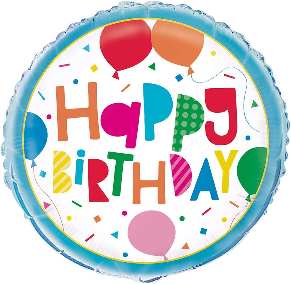 Happy Birthday Balloon Party 18" Round Foil Balloon