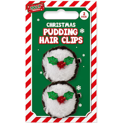 Christmas Pudding Hair Clips - 2 Pack Festive Holiday Costume Accessory Party Hair Ornament