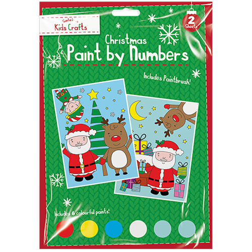 Christmas Paint By Numbers - Kit Festive Holiday Craft Activity Santa Claus Reindeer Snowman Decor
