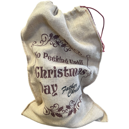 No Peeking Until Christmas Hessian Sack