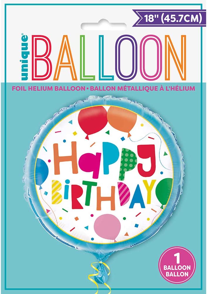 Happy Birthday Balloon Party 18" Round Foil Balloon