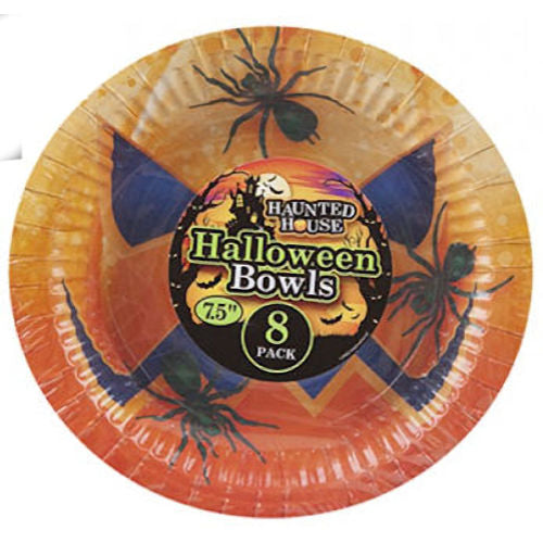 Halloween Pumpkin Paper Bowls - 8 Pack 7.5"