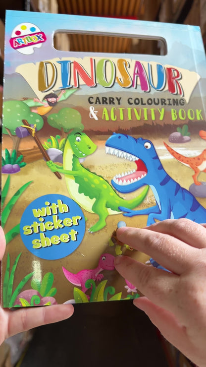 A4 Colouring Activity Set - Dinosaurs Fun Kids Cute Pictures Stickers