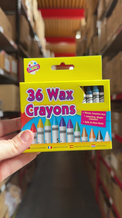 Wax Crayons - 36 Pack Bright Assorted Colours Kids Art Supplies