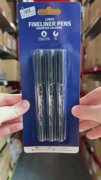 Fine Liner Pens - 3 Pack Assorted Colours Precision Drawing Writing Art Supplies