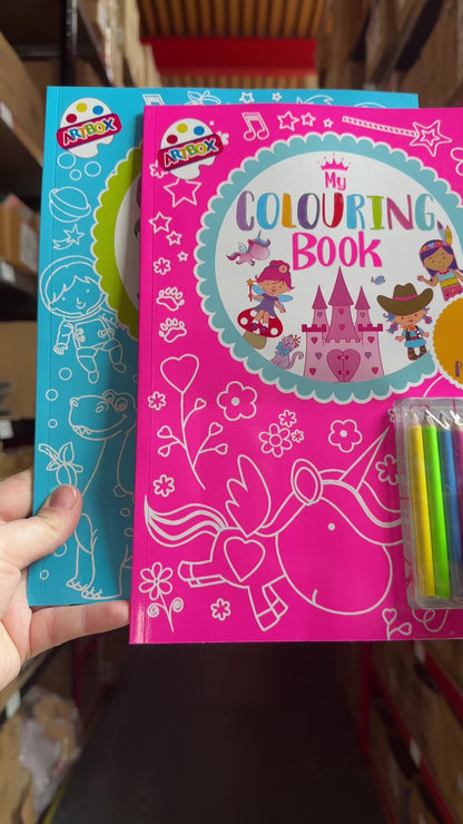 Colouring Book With Colouring Pencils - Blue Fun Kids Cute Pictures