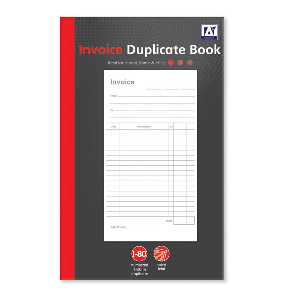 Invoice Duplicate Book - 1-80 Ruled Lined Numbered Copies Duplicate Record Keeping Accounting Office Supplies