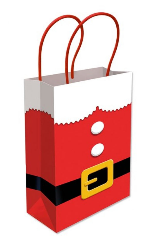 6 Santa Suit Paper Handle Bags