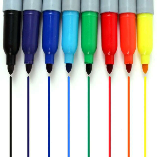 Multicoloured Permanent Markers - 8 Pack Assorted Bright Colours Art Supplies Crafting Office School