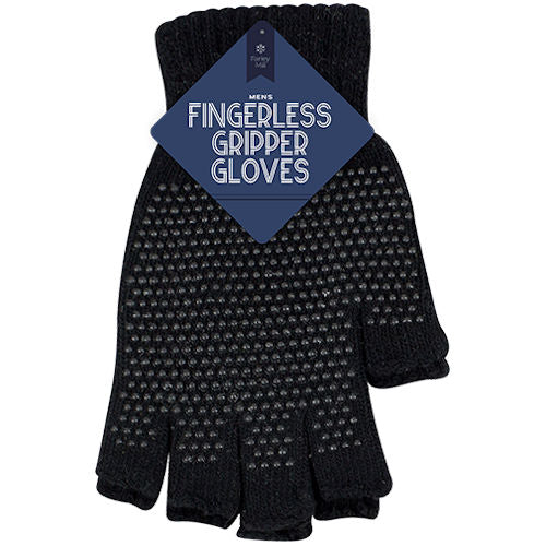 Men's Fingerless Gripper Gloves - Warm Practical Non-Slip Grip