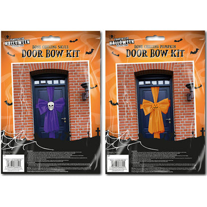 Halloween Door Bow - Skeleton Purple Festive Holiday Decoration Spooky Haunted House