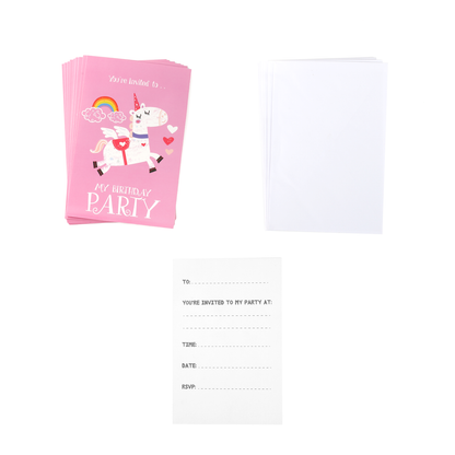 16 Unicorn Party Invites & Envelopes