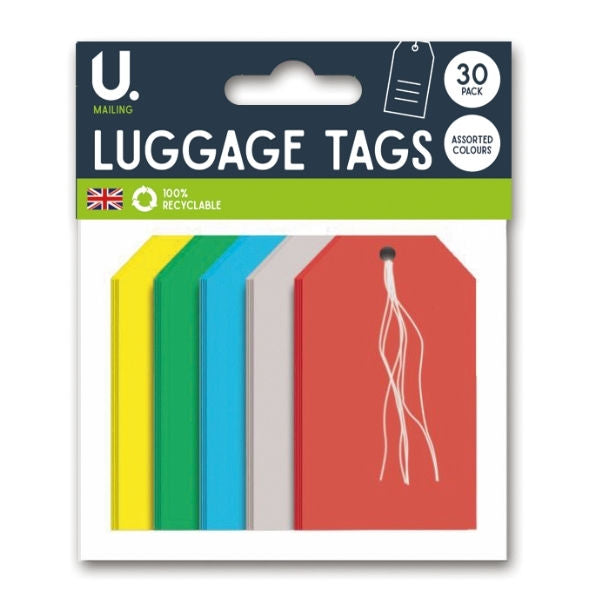 30 Coloured Luggage Tags