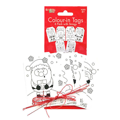 6 Colour In Christmas Tags & Strings