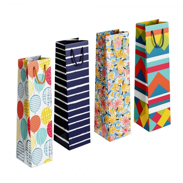 Colourful Patterned Bottle Gift Bag