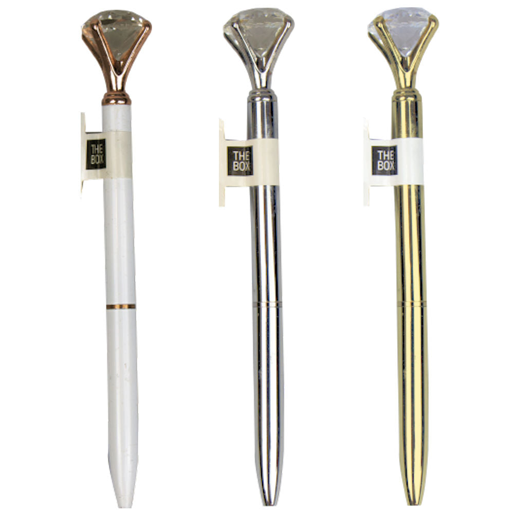 Diamond Pen - Twist Action Single Assorted Colour Crystal Ballpoint Pen