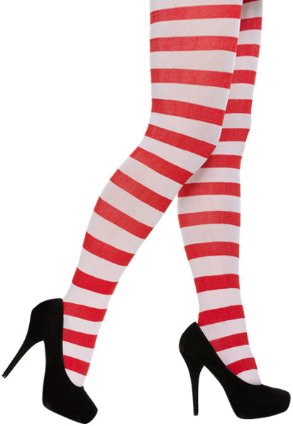Adult Red & White Stripy Tights