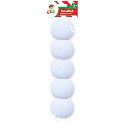 Elf Indoor Snowballs - 5 Pack 5.8cm Festive Holiday Decoration Christmas Snowball Fight