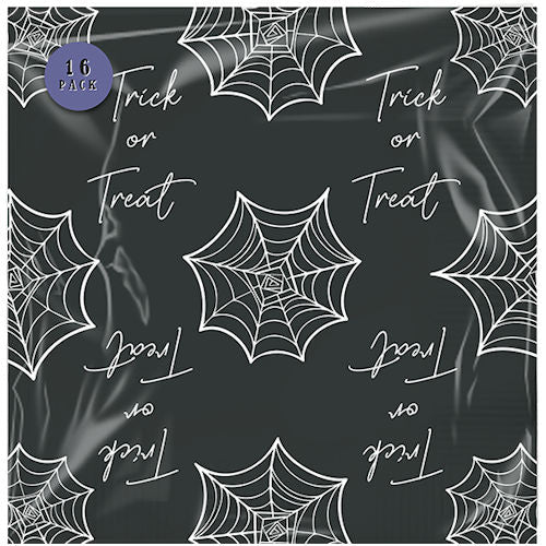 Halloween Spiderweb Printed Napkins - 16 Pack Party Disposable Tableware Spooky Festive Haunted House Spider Web