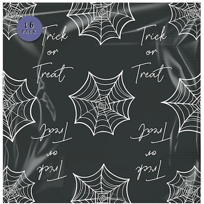 Halloween Spiderweb Printed Napkins - 16 Pack Party Disposable Tableware Spooky Festive Haunted House Spider Web