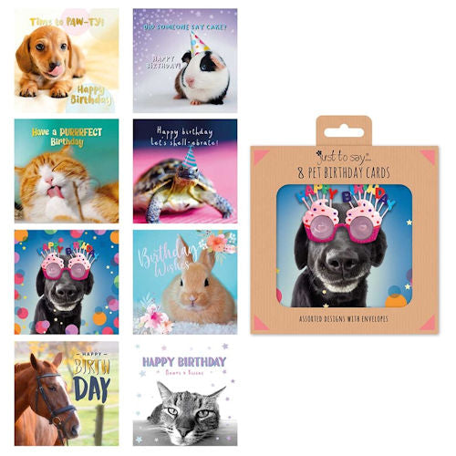 Just To Say 8 Pack Mixed Pets Birthday Cards