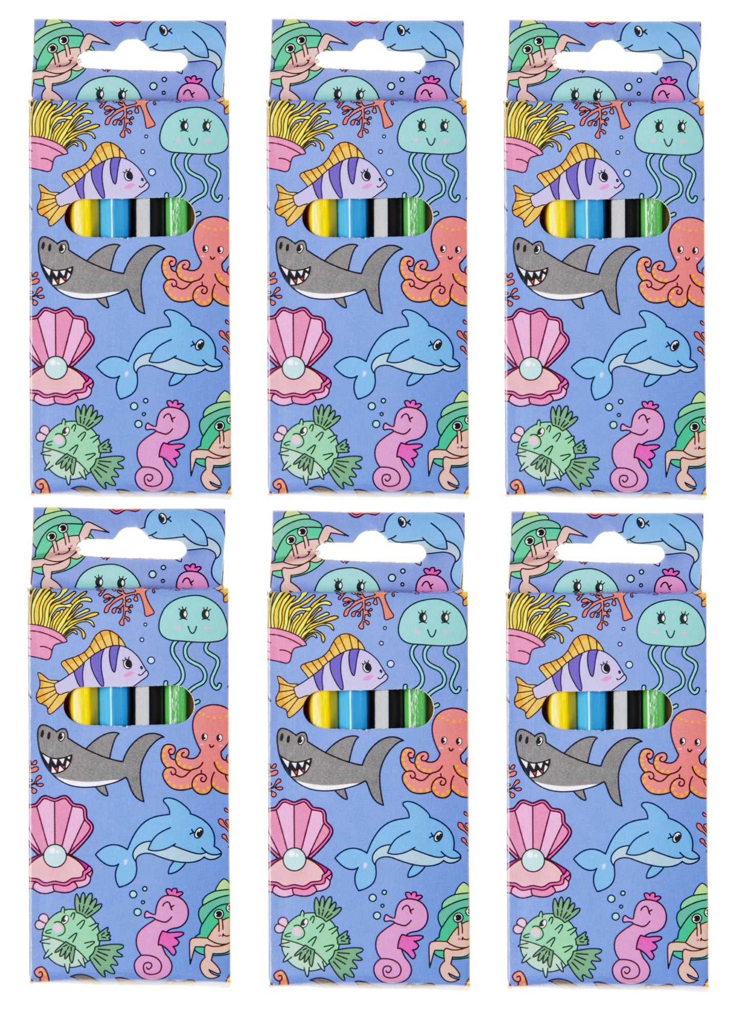 6 Sea Animal Halfsize Colouring Pencils