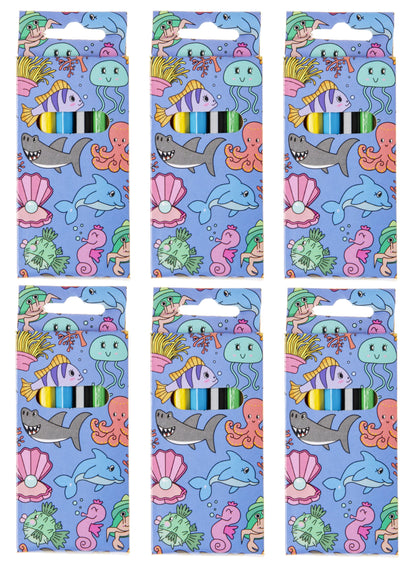 6 Sea Animal Halfsize Colouring Pencils