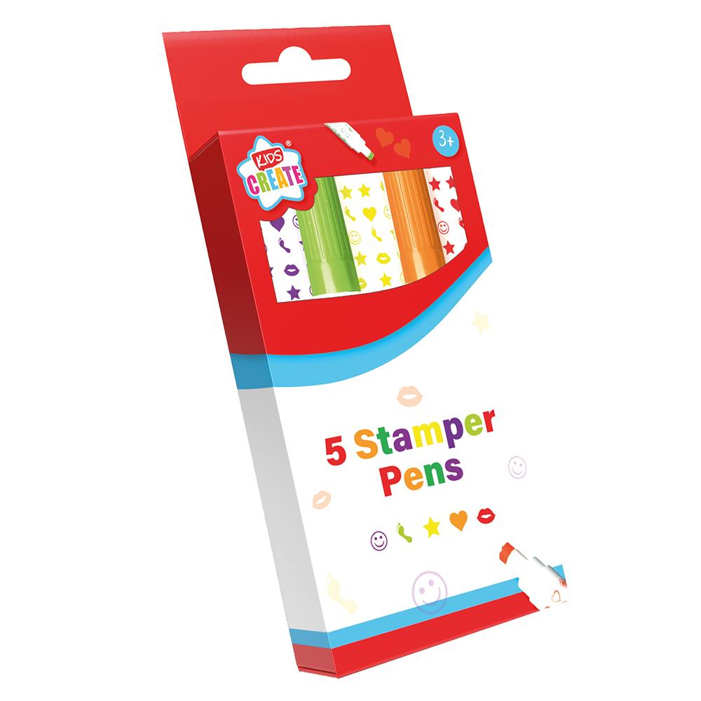 Stamper Pens - 5 Pack Bright Colours Fun Vibrant Ink Stampers Creative Artwork Decorative Projects