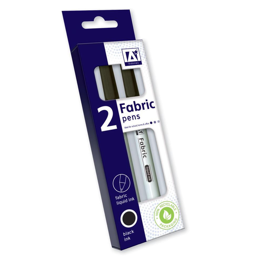 Fabric Pens - 2 Pack Black Ink Permanent Markers Writing Drawing Fabric Materials