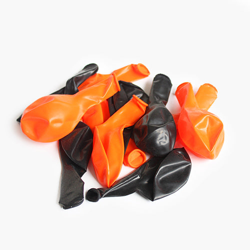 12 Halloween Black & Orange Latex Balloons