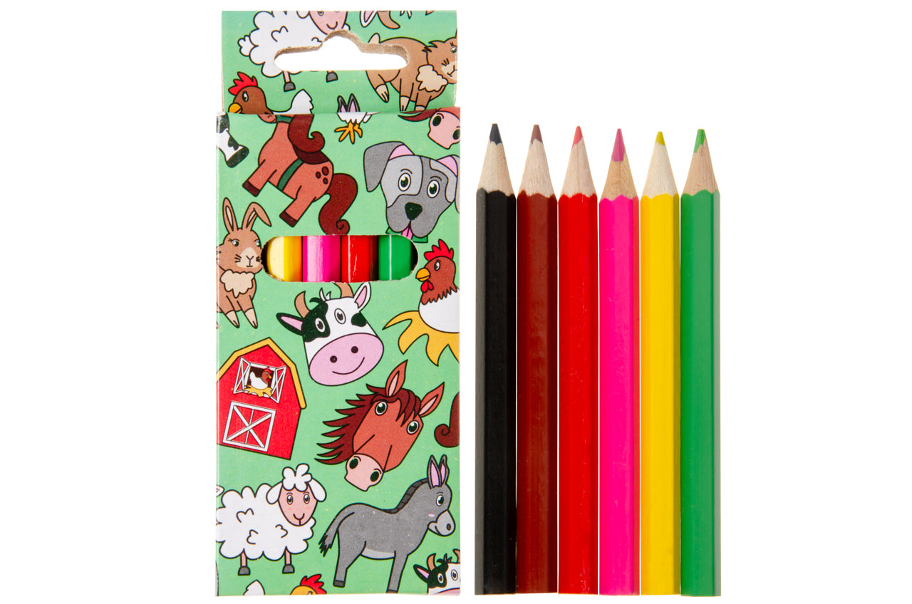 6 Farm Animal Halfsize Colouring Pencils