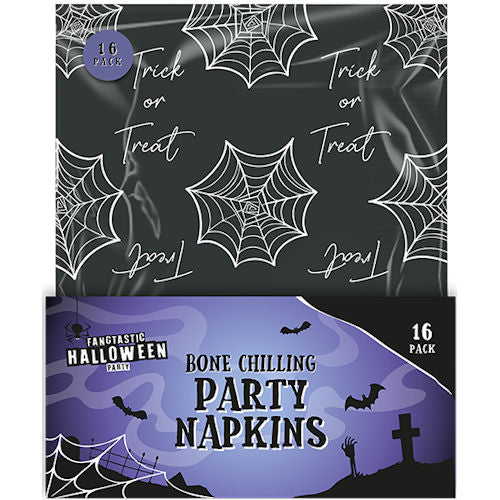 Halloween Spiderweb Printed Napkins - 16 Pack Party Disposable Tableware Spooky Festive Haunted House Spider Web