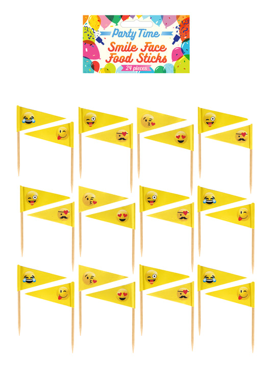 24 Smiley Face Food Sticks