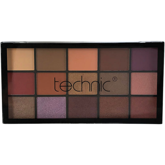 Technic Cosmetics 15 Colour Eyeshadow Palette BAS7 Peanut Butter & Jelly - Makeup Beauty Glamour Vibrant Shades Palette
