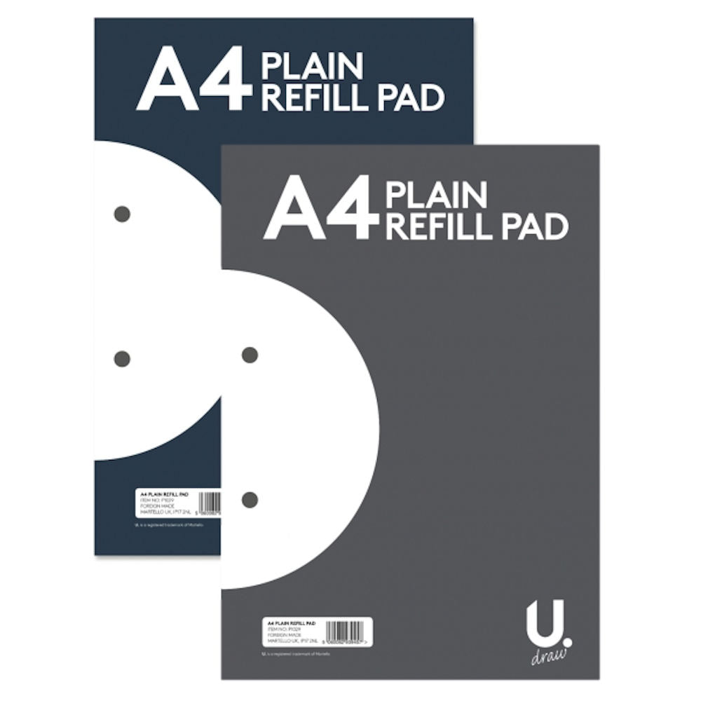 A4 Plain Refill Pad - Assorted Blank Pages Drawing Writing Durable